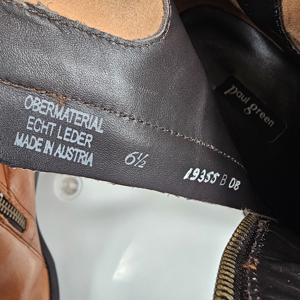 NWOT Paul Green Suzette Bootie Ankle Boot Heel Leather Zipper Brown Cognac 6.5 9 - Picture 14 of 16
